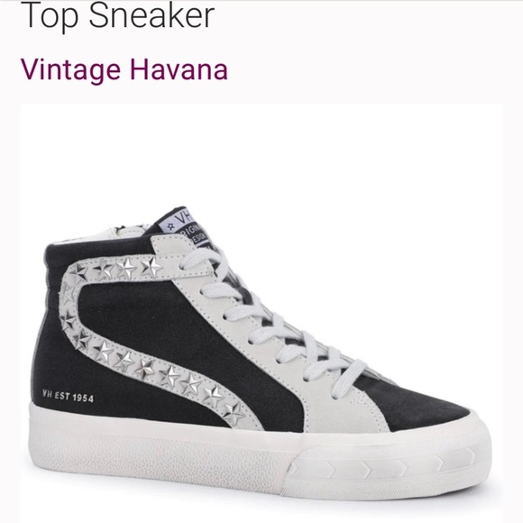 Vintage Havana Black Calf hair Size 8 women’s high top sneakers. Zipper on side - Picture 1 of 8